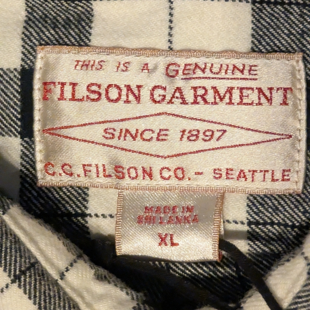 NWT - Filson Men's Alaskan Guide Flannel Shirt in Black & White Plaid XL - Picture 8 of 11
